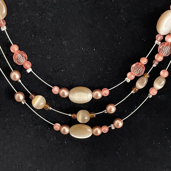 3 Strand Beaded Necklace and Earrings Set - Picture 4 of 5